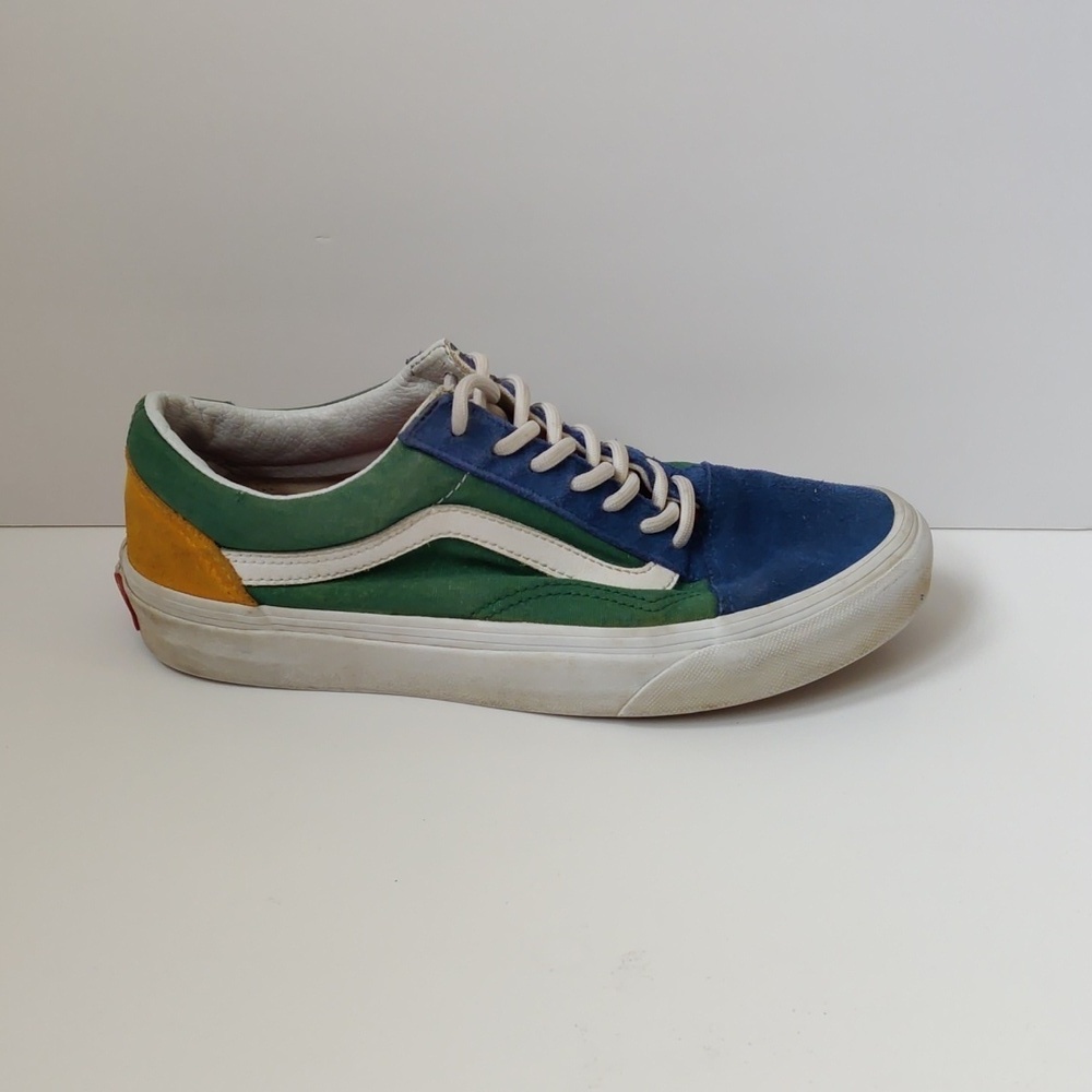Unisex Vans Old Skool Skate Shoes - Green, Blue & White (Men's 6/Women's 7.5)